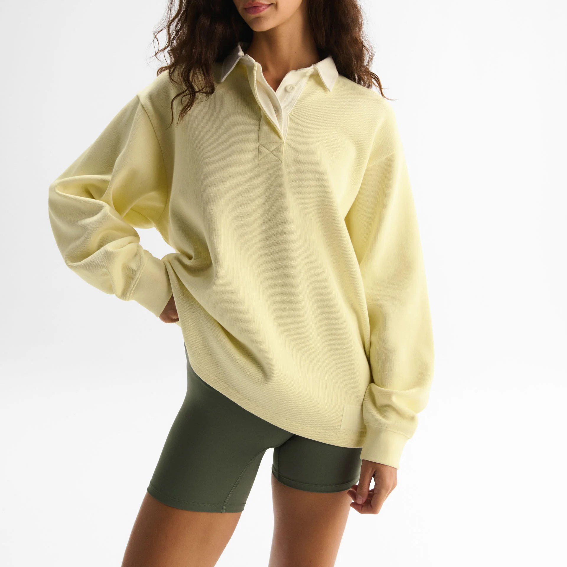 Oversized Rugby Style Pullover Sweatshirt