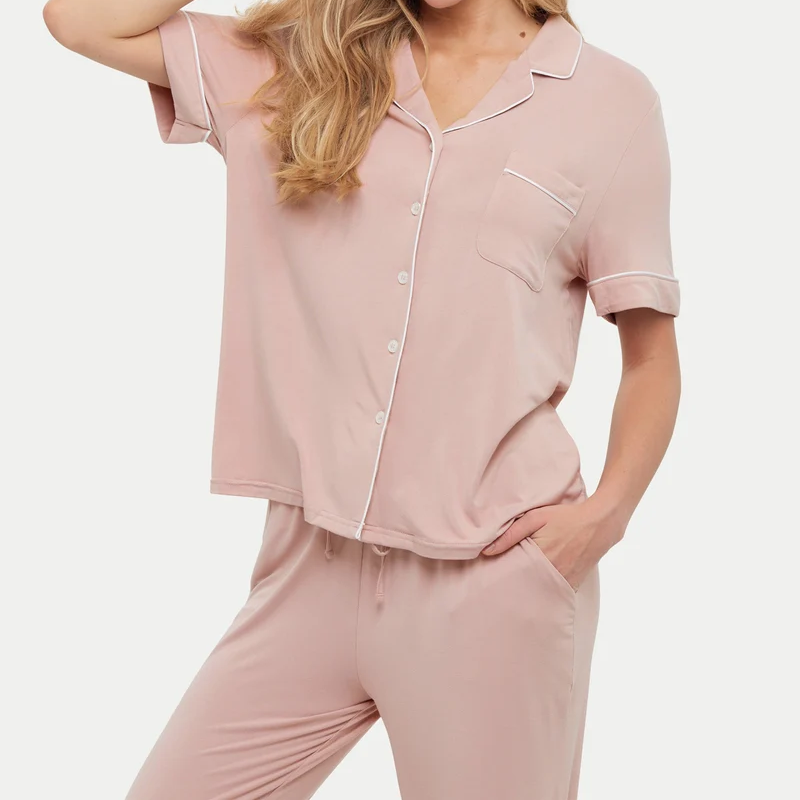 Short Sleeve Nightwear Two‑Piece Pajama Set