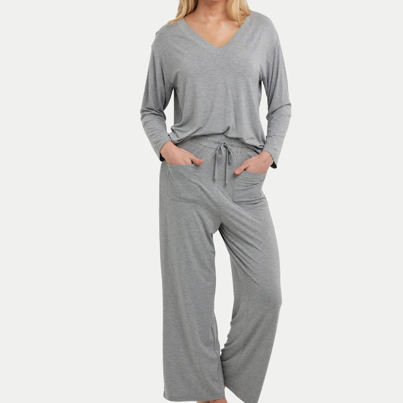 Long Sleeve Relaxed Fit Pajama Two‑Piece Set